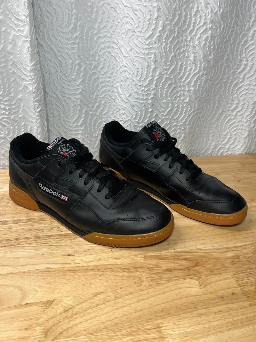 Reebok Workout Plus Black Gum Sole Leather Shoes Men Size 12 CN2127 Retro Classi